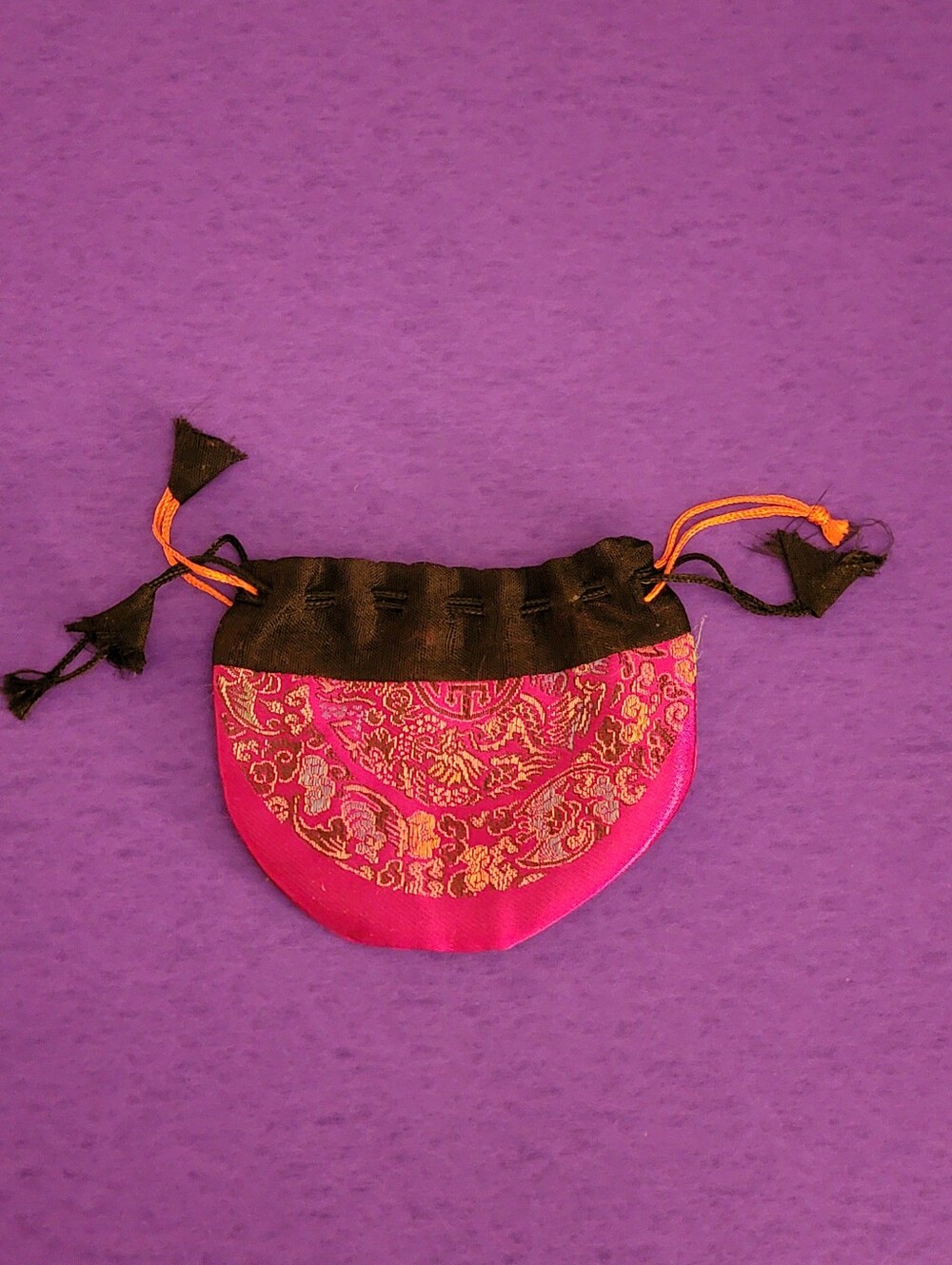 Small Pink Brocade Drawstring Pouch Bag
